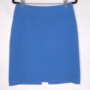 ETCETERA Women French Sky Cerulean Blue Fab Fleeced Straight Pencil Skirt Size 8